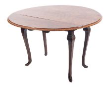 A walnut and burr walnut dropleaf table in George II taste,