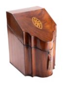 A George III mahogany and marquetry knife box,