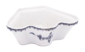 A Plymouth blue and white hors d'oeuvres dish of fan shape with rounded rim,