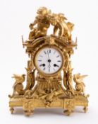 A mid-Victorian gilt-metal clock the eight-day duration movement striking the hours and half-hours