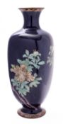 A Japanese cloisonné vase, Meiji period of flattened baluster form,