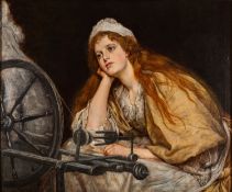 Henrietta Rae (Normand) (British, 1859-1928) - Priscilla at the spinning wheel - Oil on canvas - 49.