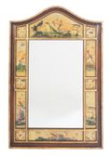 A Contemporary gilt and decorated arched wall mirror in the 18th Century style,