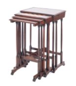 A set of Regency rosewood quartetto tables, with rectangular moulded tops,