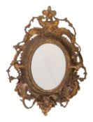 A Victorian gilt composition twin light girandole in Rococo Revival style,