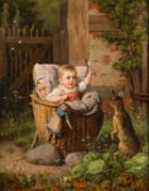 Ernst Hader (German, 1866-1911) - Her Favourite Pet - Oil on canvas - 40.5 x 31.