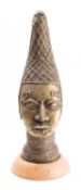 A 'Benin' bronze model of the Head of Oba, after the late 15th century Edo original,