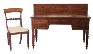 A William IV mahogany writing desk, the rectangular top inset with a leather panel,