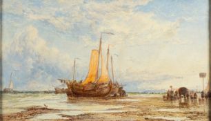 Attributed to James Webb (British, 1825-1895) - Scheveningen - Oil on canvas - 34 x 59.