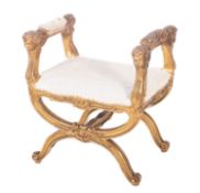 A carved and giltwood dressing table stool or window seat in Louis XV style,