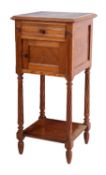 An Oregon pine and marble topped pot cupboard, in the manner of Howard & Sons,