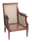 A 19th Century mahogany, satinwood and inlaid library Bergere armchair,