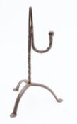 A wrought iron rushnip, late 18th /early 19th century; with scissor action and writhen stems,