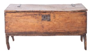 An elm 'six plank' coffer,
