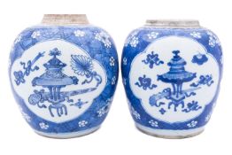 Two Chinese blue and white jars,