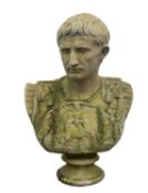 A stone composition bust of Caesar Augustus, cast after the Antique, probably by Haddonstone,