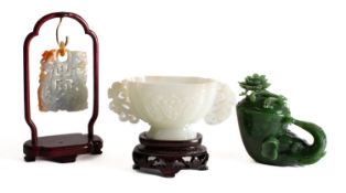 A mixed lot of Chinese carved jade,