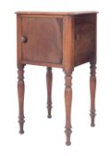 A Victorian mahogany square pot cupboard, with a moulded top, enclosed by a panel door,