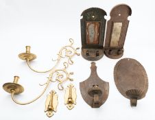 A collection of Dutch metal wall lights,