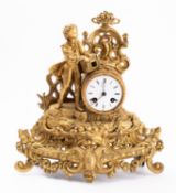 A mid-Victorian gilt-metal clock the eight-day duration movement striking the hours and half-hours