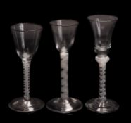 Three English wine glasses,