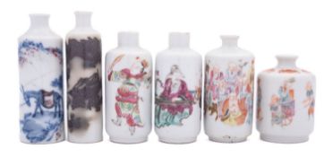A group of six Chinese porcelain snuff bottles,