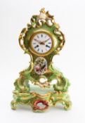 A Jacob Petit style French mid-Victorian mantel clock on base the eight-day duration movement