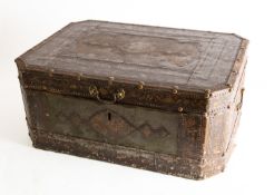 An Indo-Persian painted metal clad wooden casket,