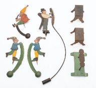 A group of Continental painted metal balance toys in Victorian style,