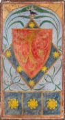 A painted oak armorial panel, in Continental Mediaeval taste,