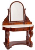 A Victorian mahogany and marble topped dressing table, by Ogden of Manchester,
