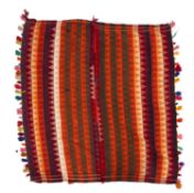 A Jayim Kelim, the striped and stepped motif stitched field within orange, ivory, wine,