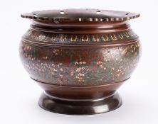 A Chinese bronze and champlevé enamel jardiniere,