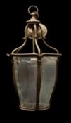 A brass and glass hall lantern in 18th century taste,