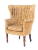 An early 19th Century tub-shaped armchair, fully upholstered in embossed moquette,