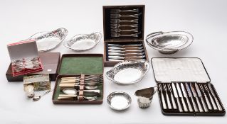 A mixed group of silver plated items including;