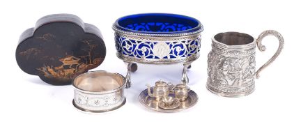 A mixed group of silver including; a min