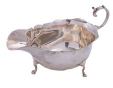A George V silver sauce boat by Mappin &