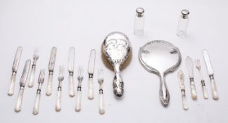 A mixed group of silver and silver plate