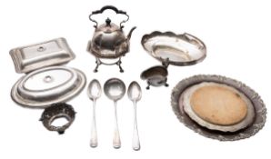 A mixed group of silver plate including;
