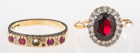 Two 9ct gold gem-set rings,