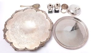 A mixed group of silver plated items; a