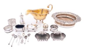 A mixed group of silver and silver plate