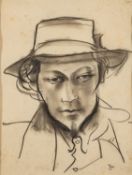 *Jean Shepeard (British, 1904-1989) - Portrait of Edward Wolfe wearing a hat-