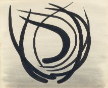20th Century School - Calligraphic abstract - Ink and ink wash on paper - 26.5 x 32.