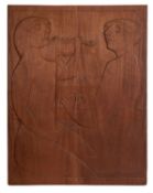 Oliver O'Connor Barrett (1908-1987), A relief carved and stained wood depiction of musicians,