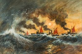 *Norman Thelwell (British, 1923-2004) - Drifters at Sea - Mixed media - 17.