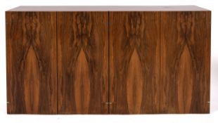 A morado wood (machaerium scleroxylon) hanging cabinet, probably Danish,
