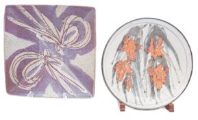 Two stoneware dishes, comprising a square dish by Marianne de Trey [1913 - 2016],