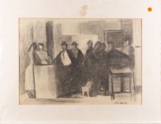 *John William Melville (British, 1902-1986) - Visitors in an art gallery - Charcoal - 26.